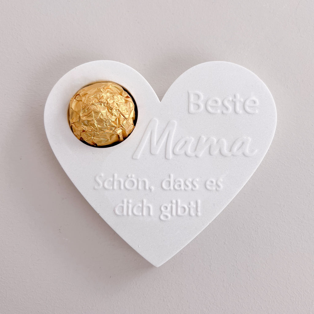 Silikonform ~ Herz mit Spruch "Beste Mama" für Schoko-Praline